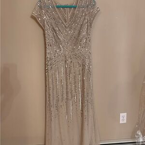 Adrianna Papell Cream Sequin Gown